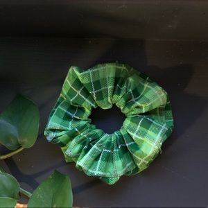 Green Plaid Scrunchie
